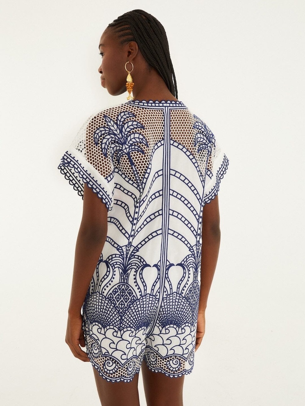Farm Rio: Blue Richelieu Plunging Neck
Romper - Picture 2 of 9